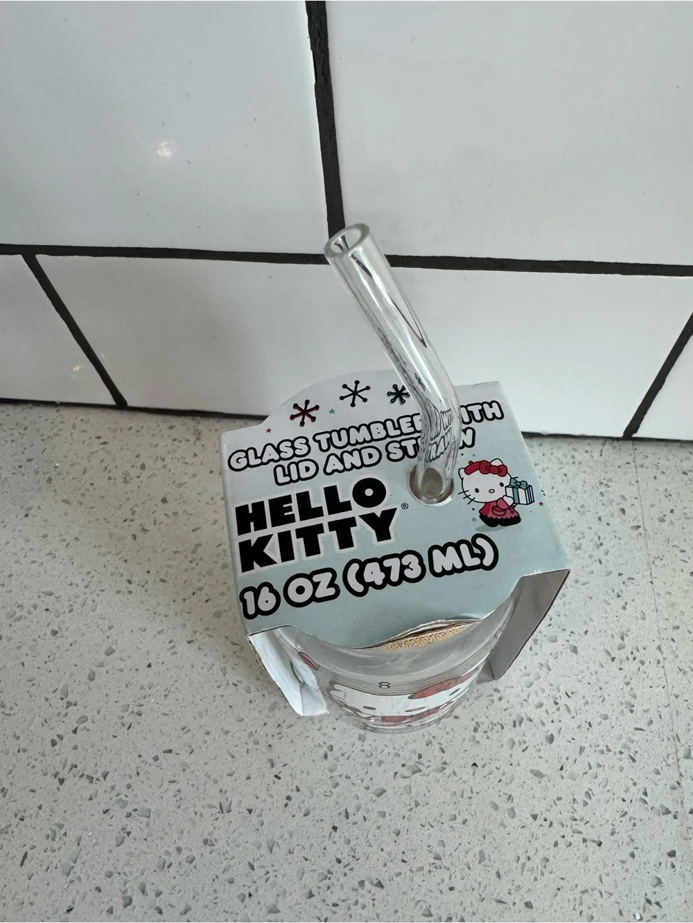 NWT Silver Buffalo Sanrio Hello Kitty Holiday Glass Tumbler